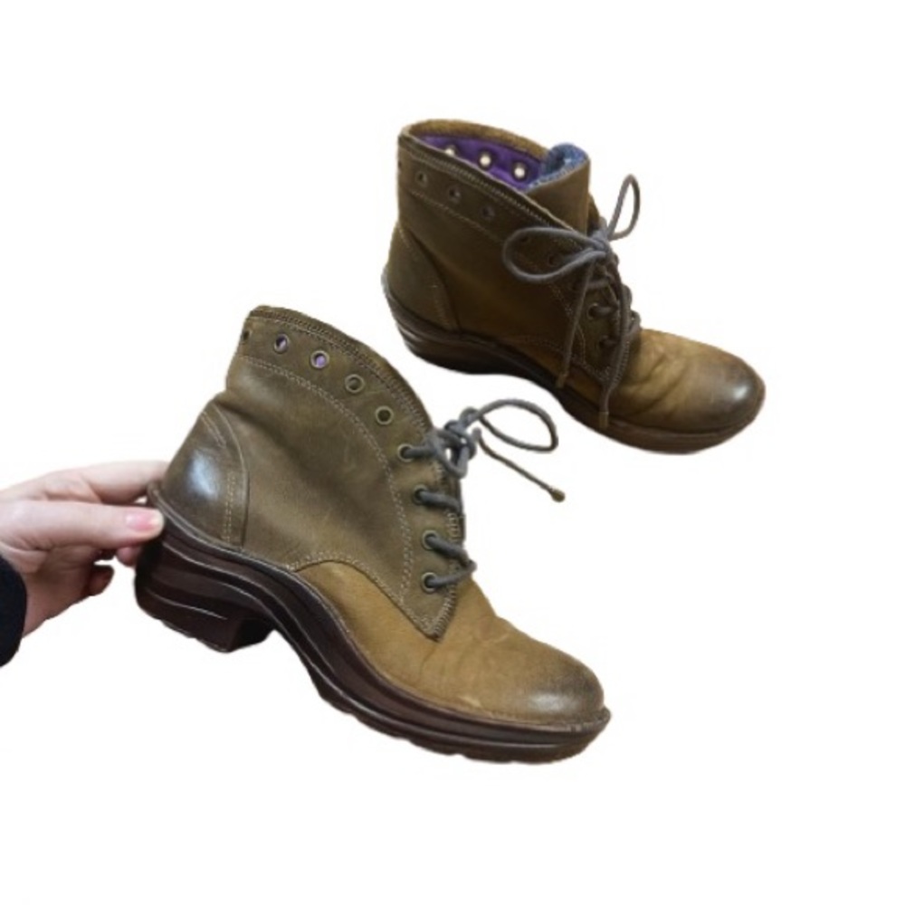 Bionica Brown Leather Lace Up Boots Womens Size 7